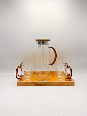8 Pcs Water Set with Bamboo Tray