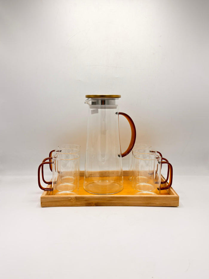 8 Pcs Water Set with Bamboo Tray