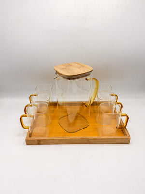 High Borosilicate Glass Water Set with Bamboo Tray
