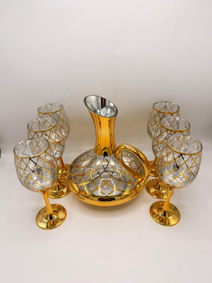 6 Wine Goblets with Diamond Pattern 52/L7