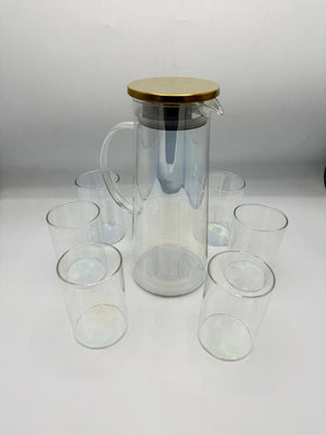 Unique Glass Jug Water Teapot Large Beverage Pitcher With Lid And Handle