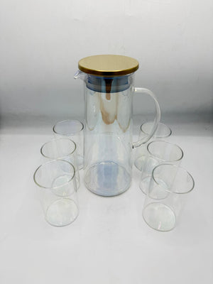 Unique Glass Jug Water Teapot Large Beverage Pitcher With Lid And Handle