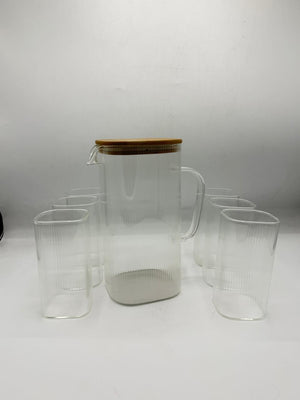 Square Shape Water Set With Bamboo Lid