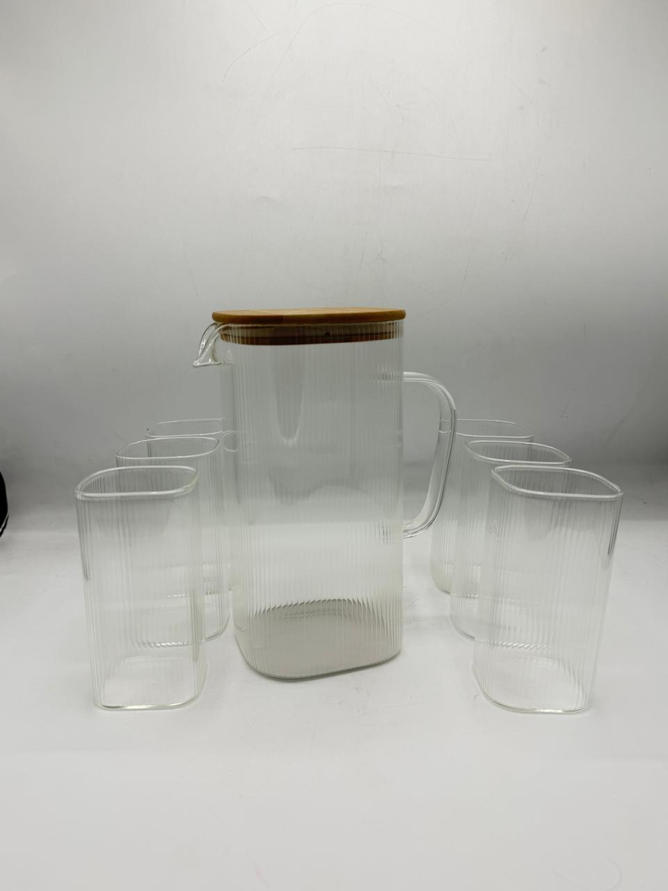 Square Shape Water Set With Bamboo Lid