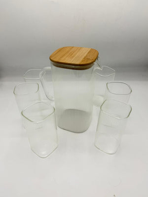 Square Shape Water Set With Bamboo Lid