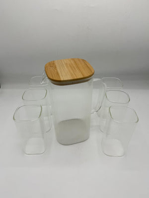 Square Shape Water Set With Bamboo Lid