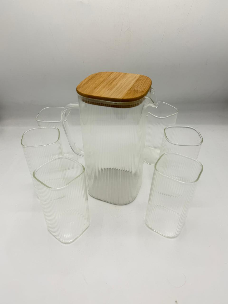 Square Shape Water Set With Bamboo Lid