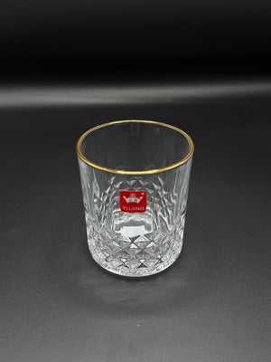 Round Diamond Cut Gold Rim Glass Tumbler Set – 6 Piece (72-3)