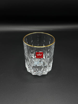 Round Diamond Cut Gold Rim Glass Tumbler Set – 6 Piece (72-5)