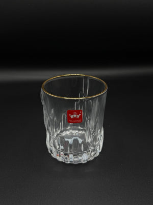 Round Diamond Cut Gold Rim Glass Tumbler Set – 6 Piece (72-6)