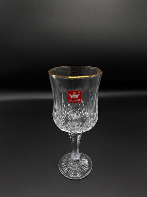 Diamond Cut Gold Rim Wine Goblet Set – 6 Piece Stemmed Glasses (72-10)
