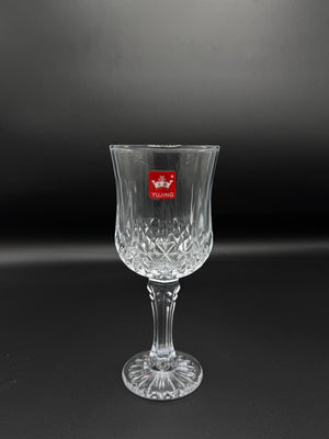 Diamond Cut Gold Rim Wine Goblet Set – 6 Piece Stemmed Glasses (72-11)