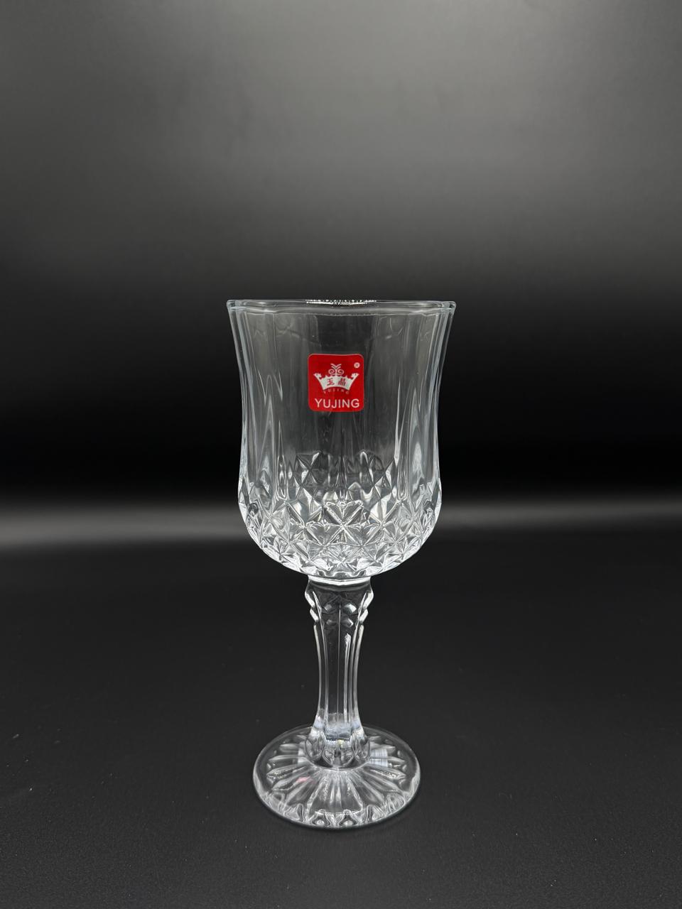 Diamond Cut Gold Rim Wine Goblet Set – 6 Piece Stemmed Glasses (72-11)