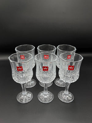 Diamond Cut Gold Rim Wine Goblet Set – 6 Piece Stemmed Glasses (72-11)