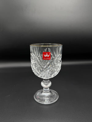 Diamond Cut Gold Rim Wine Goblet Set – 6 Piece Stemmed Glasses (72-12)