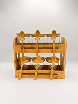 Jar Bamboo Storage Rack with Spoons