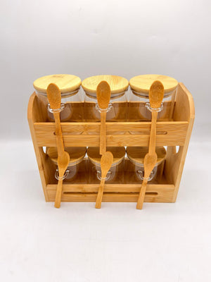 Jar Bamboo Storage Rack with Spoons