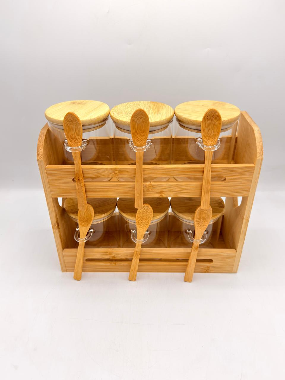 Jar Bamboo Storage Rack with Spoons
