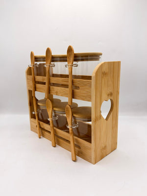 Jar Bamboo Storage Rack with Spoons