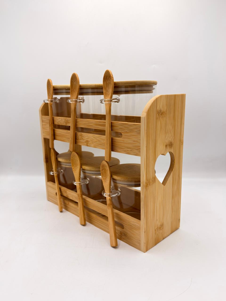 Jar Bamboo Storage Rack with Spoons