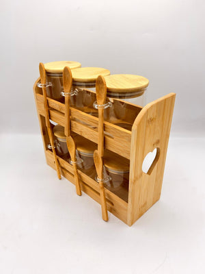 Jar Bamboo Storage Rack with Spoons