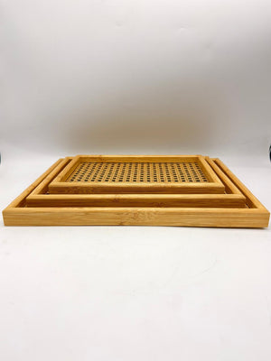 MDF Tray 3-Piece Set with Rattan Sticker (7-25)