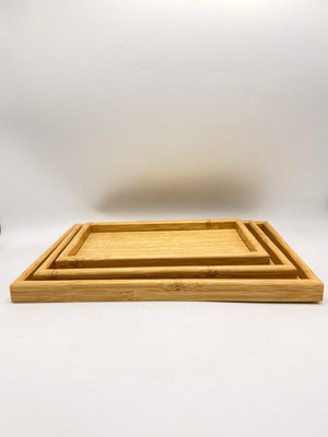 MDF Rectangular Tray 3-Piece Set - Wood Color (7-12)