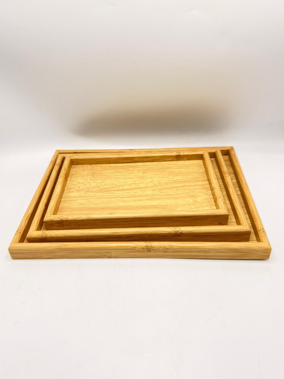 MDF Rectangular Tray 3-Piece Set - Wood Color (7-12)