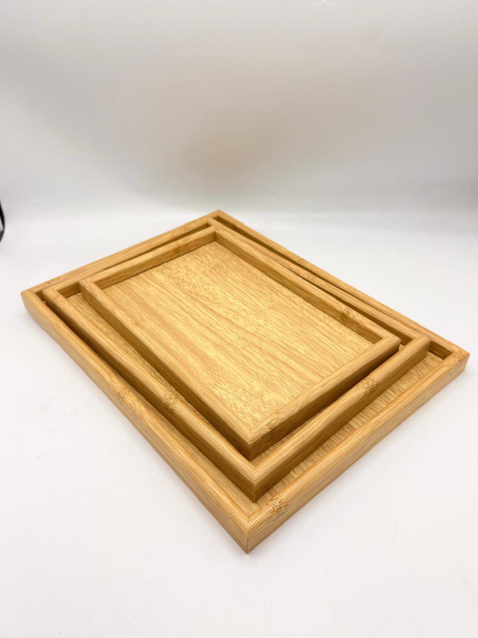 MDF Rectangular Tray 3-Piece Set - Wood Color (7-12)