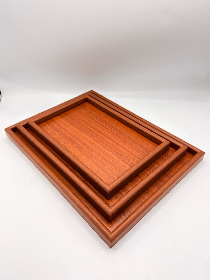 MDF Rectangular Tray 3-Piece Set - Rosewood (7-11)