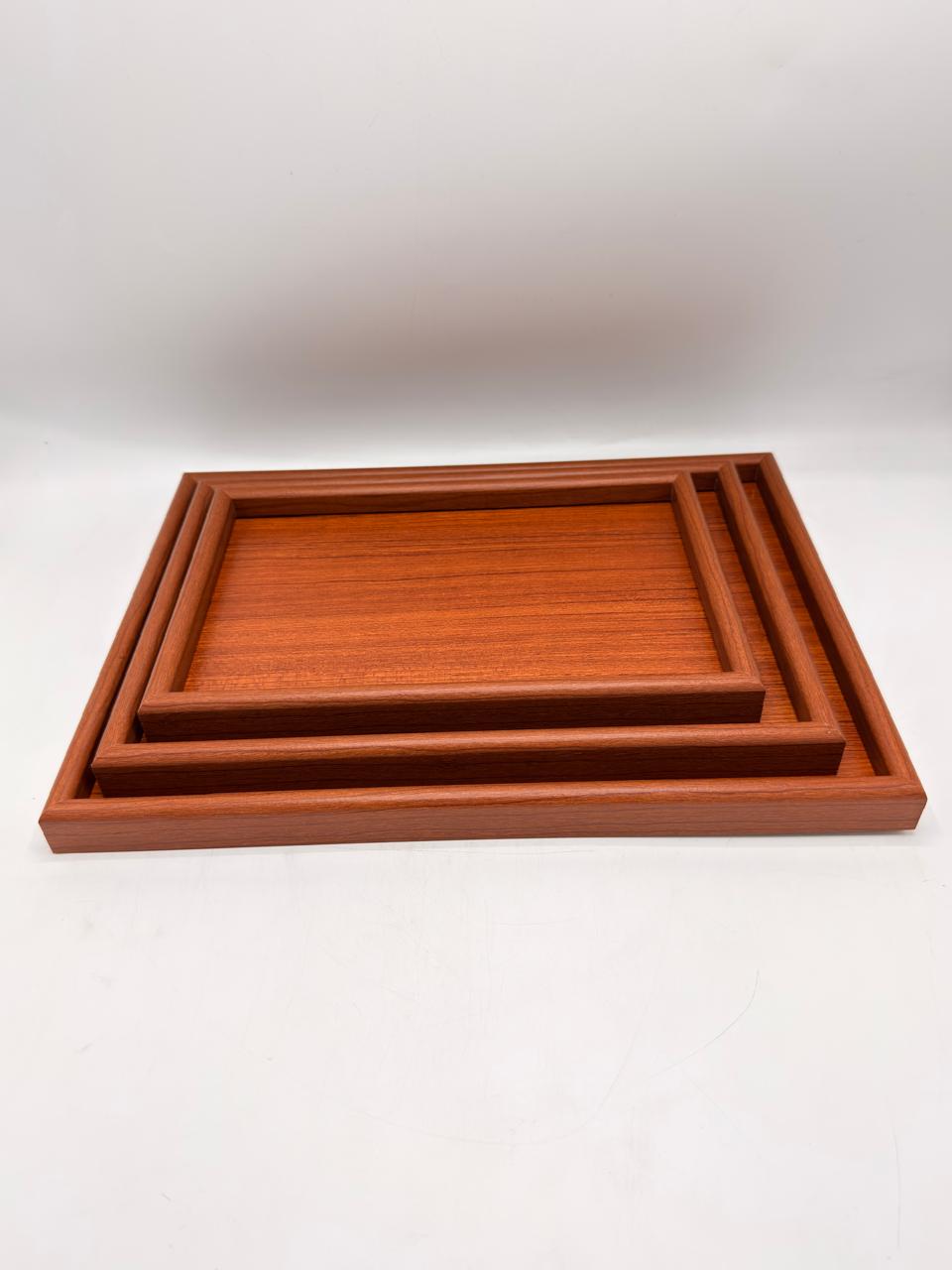 MDF Rectangular Tray 3-Piece Set - Rosewood (7-11)