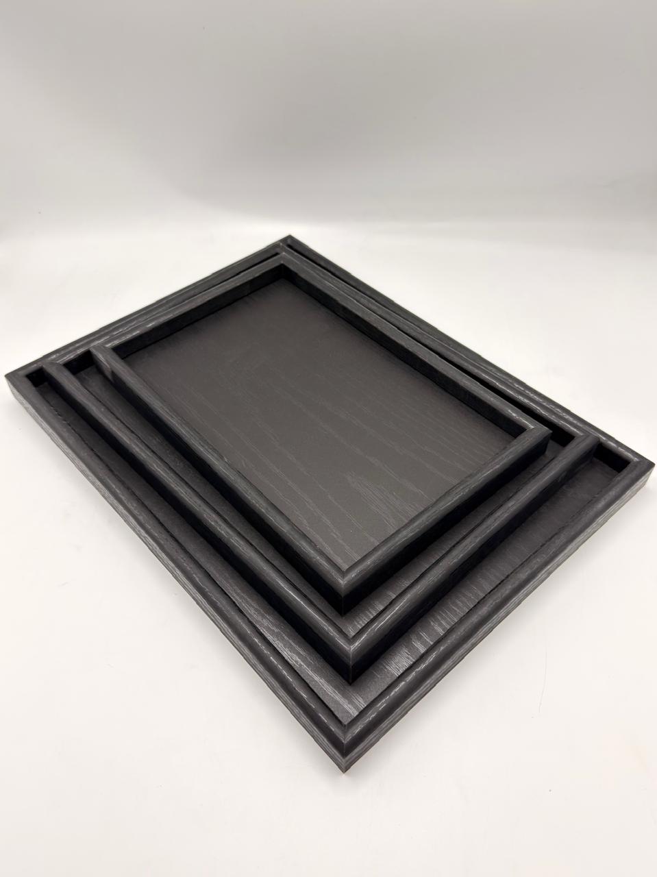 MDF Glossy Tray 3-Piece Set - Black #29 (7-13)