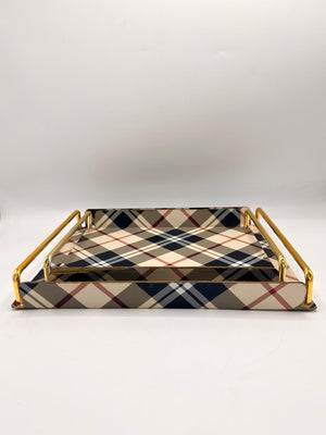Metal Base Leather Tray