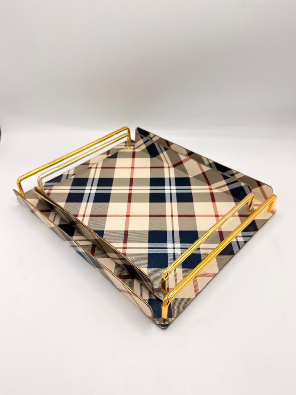 Metal Base Leather Tray