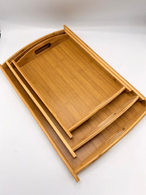 3-Piece Bamboo Tray Set