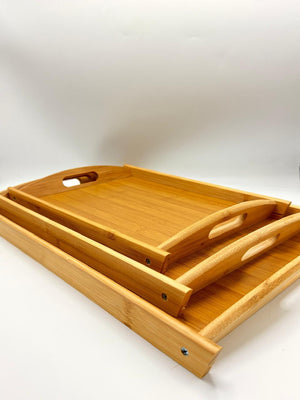 3-Piece Bamboo Tray Set