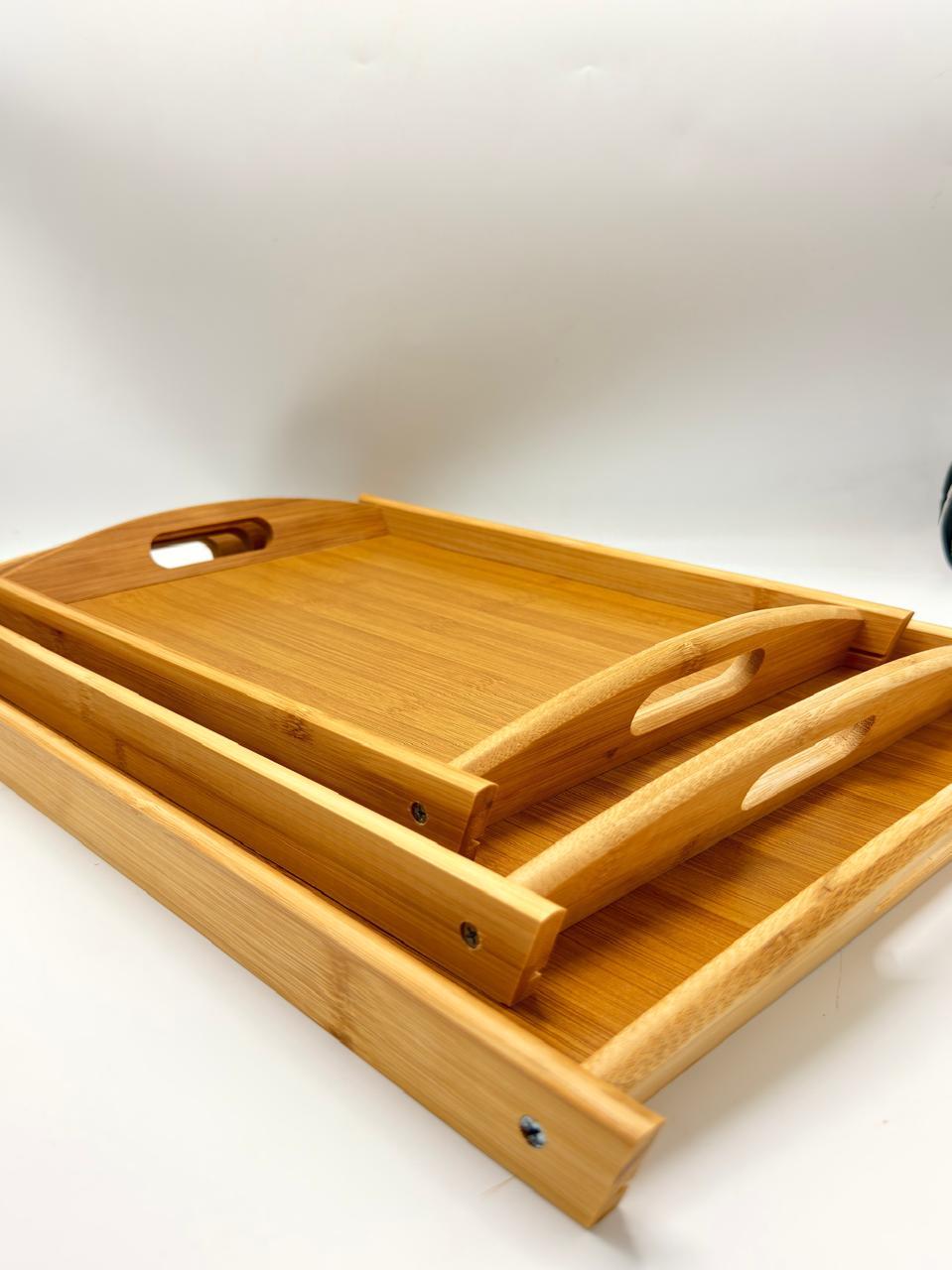 3-Piece Bamboo Tray Set