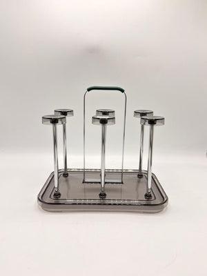 Chrome Rectangular Six Cup Rack — 24-32