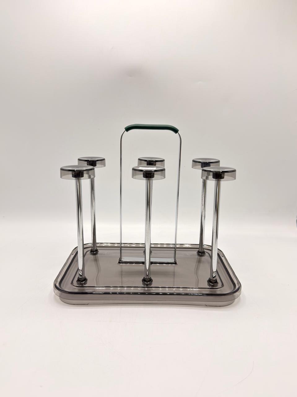 Chrome Rectangular Six Cup Rack — 24-32