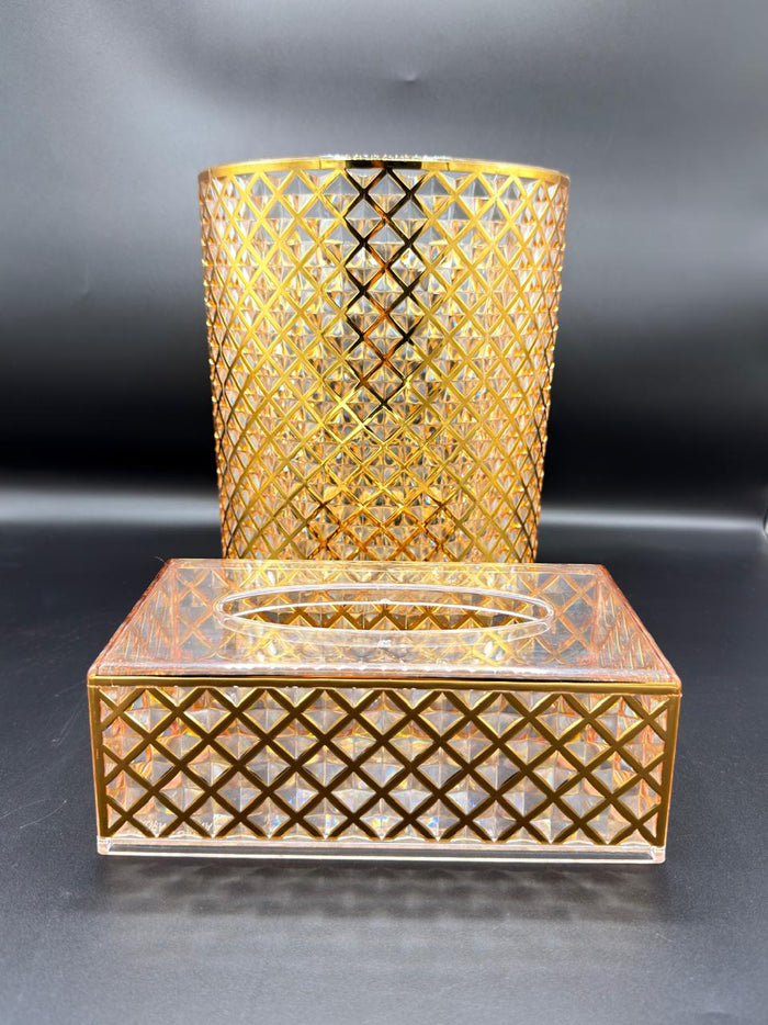 Acrylic Dustbin Tissue Box Set (Round)