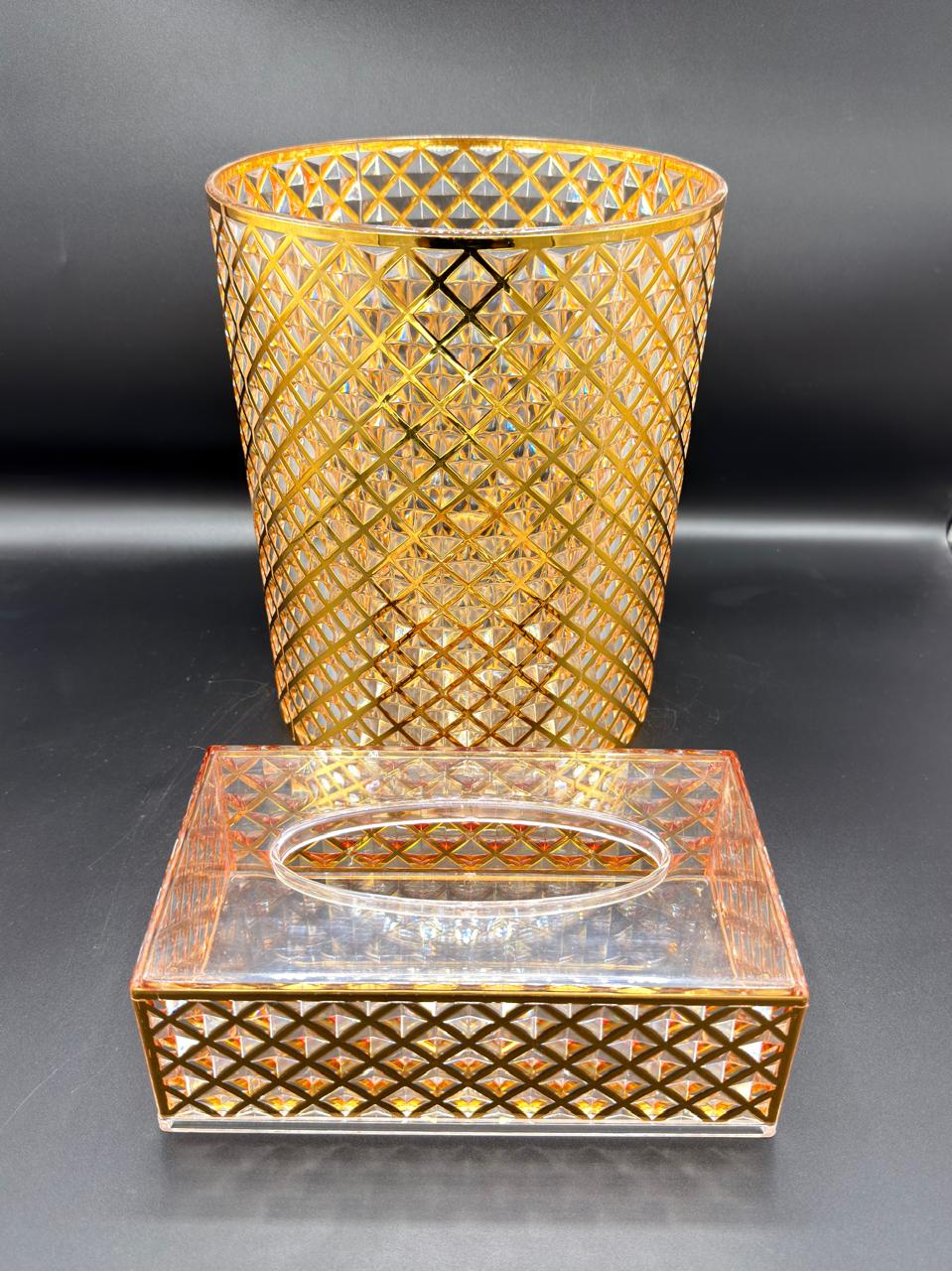 Acrylic Dustbin Tissue Box Set (Round)