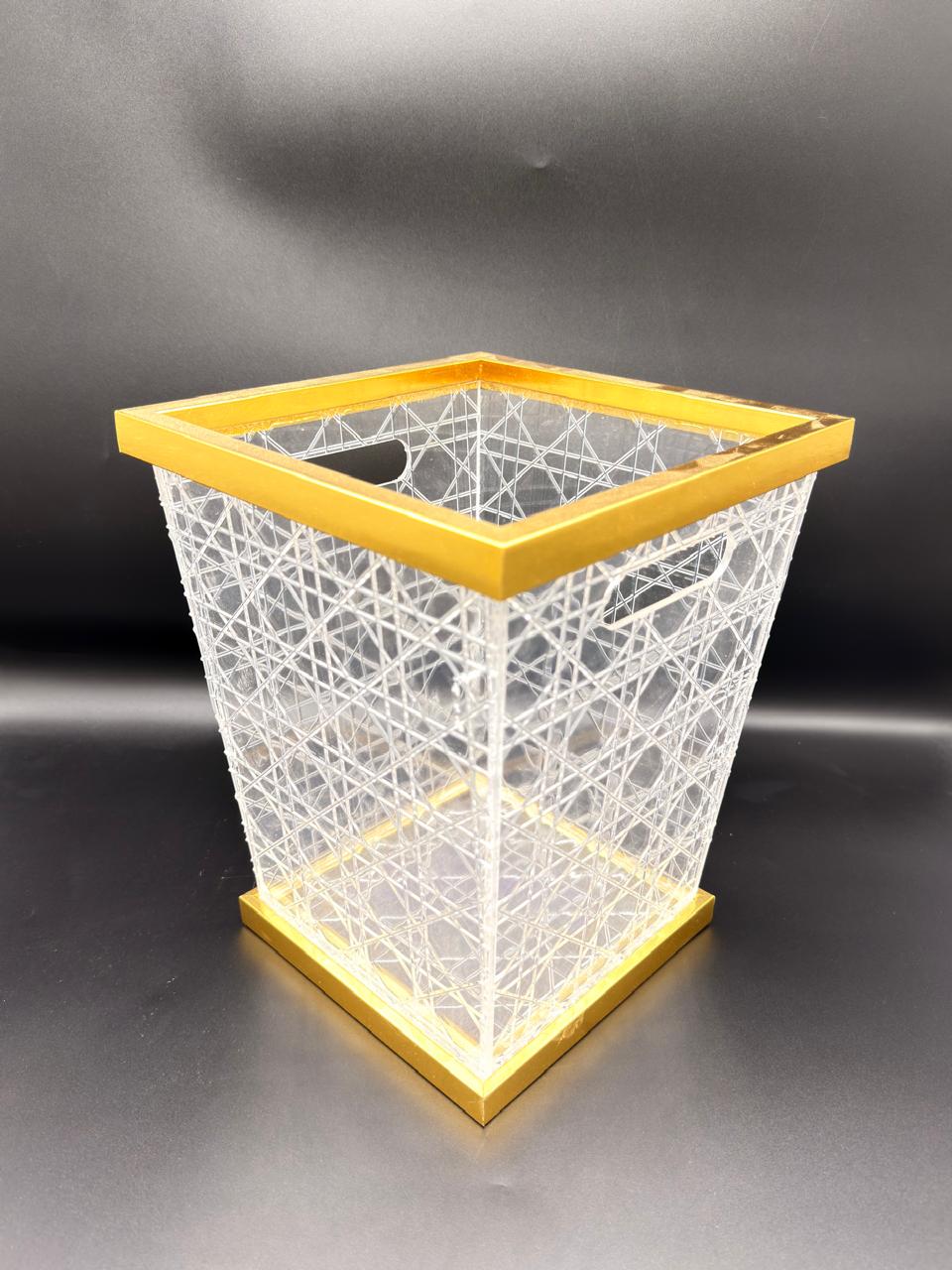 Golden Lattice Acrylic Bin & Tissue Box