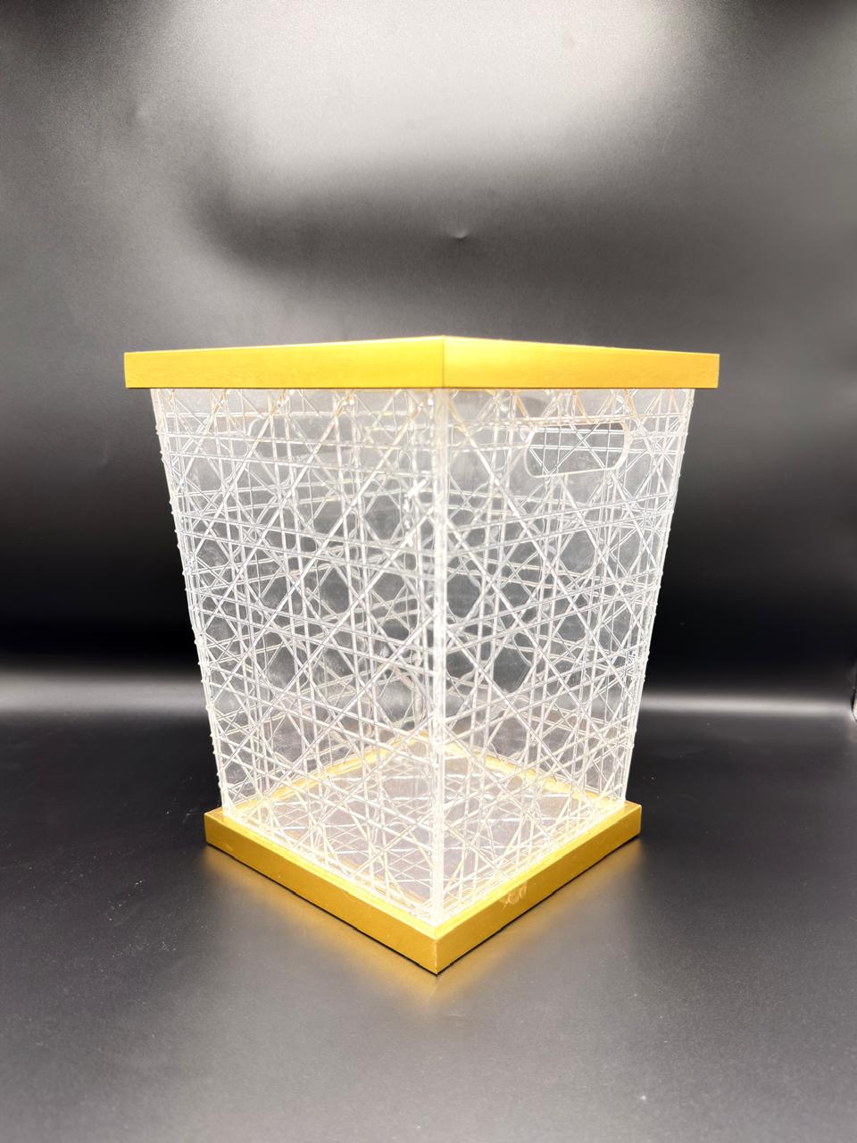 Golden Lattice Acrylic Bin & Tissue Box
