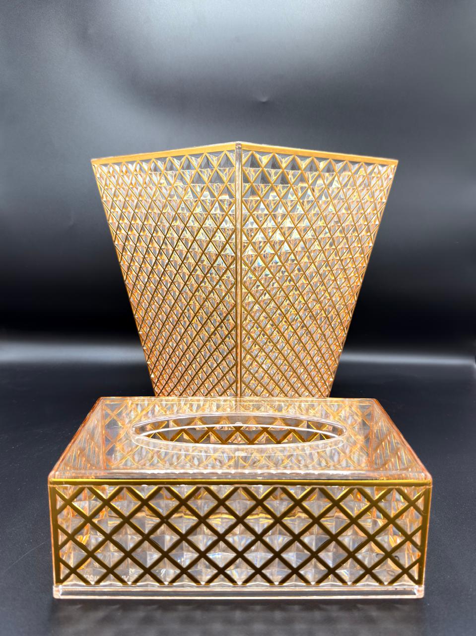 Acrylic Dustbin Tissue Box Set (Square)
