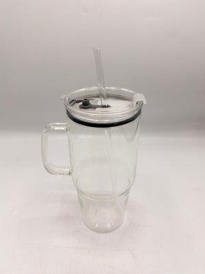 40oz clear tumbler with handle and straw