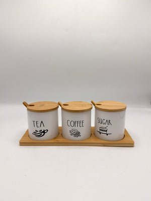 Tea Coffee Sugar Ceramic Canister Set