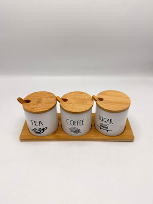 Tea Coffee Sugar Ceramic Canister Set