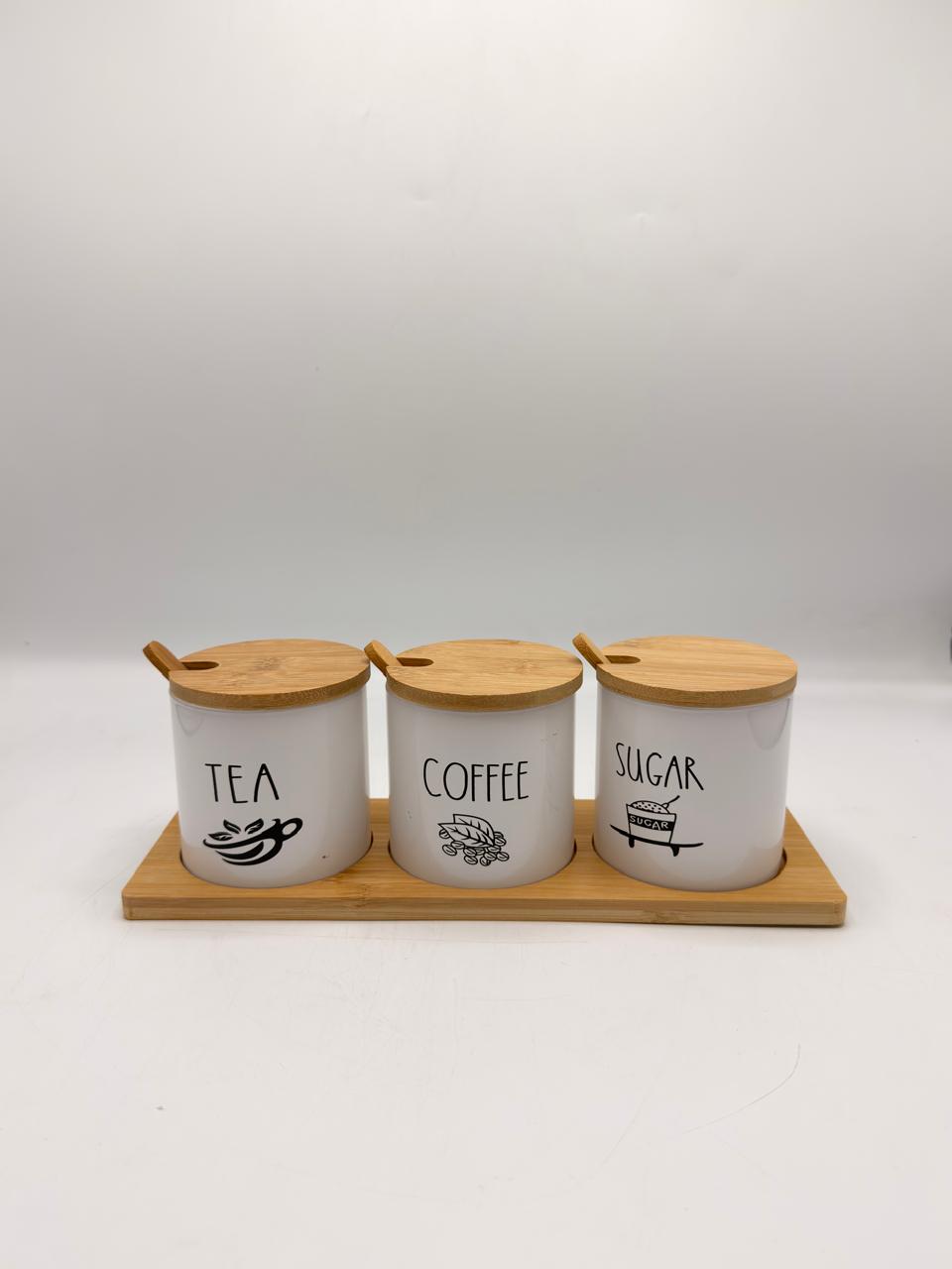 Tea Coffee Sugar Ceramic Canister Set