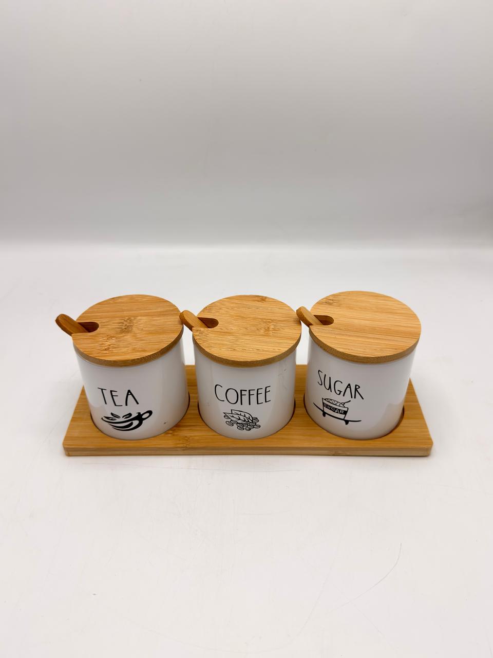 Tea Coffee Sugar Ceramic Canister Set