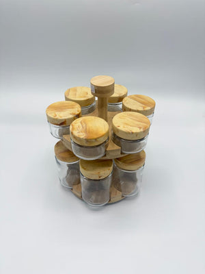 Rotating Bamboo Spice Jar Rack